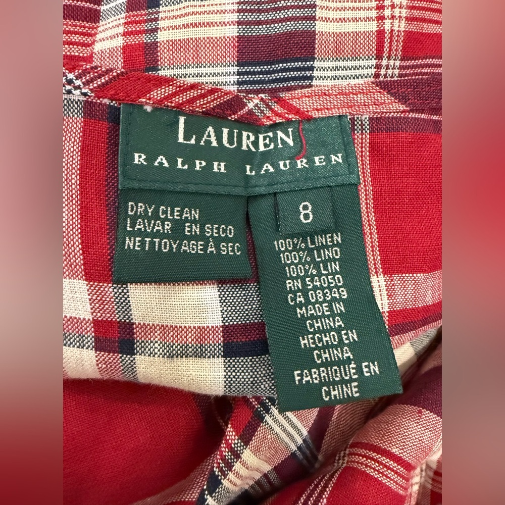 Lauren Ralph Lauren multicolor plaid linen wrap skirt (hemmed) (fair) (read) - Picture 3 of 15